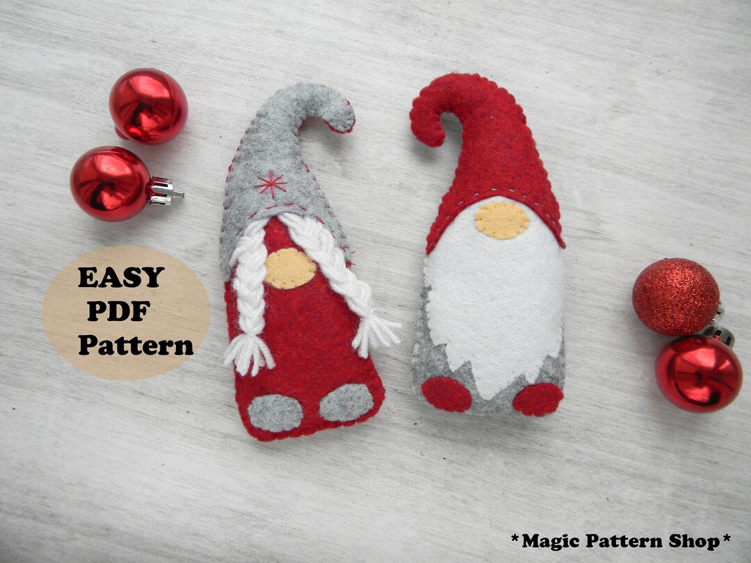 Christmas Gnome Pattern Felt Couple Gnome Christmas Ornaments Pattern ...