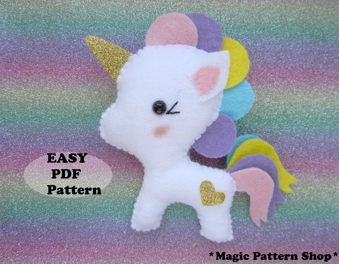 Felt Unicorn Pattern PDF Unicorn Ornament Sewing Pattern | Etsy
