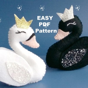 PDF Pattern Felt swan ornament Swan Hand Sewing Pattern Swan Princess Baby Mobile Pattern Swan bird plush Christmas ornament