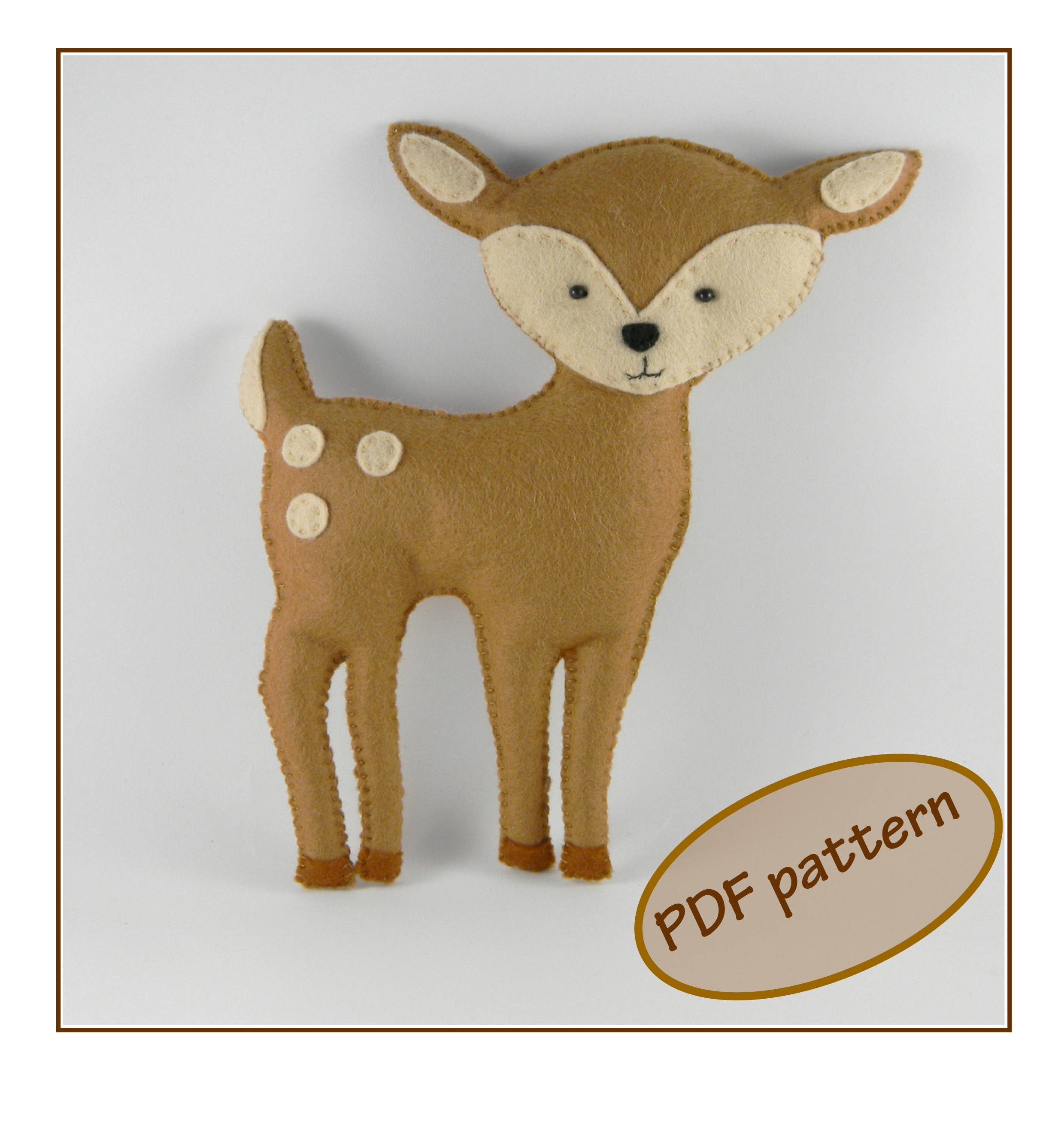 Deer easy PDF pattern Felt deer pattern Felt Hand Sewing Deer Etsy