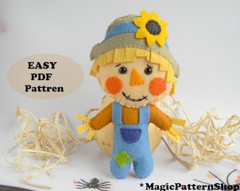 Felt Scarecrow Doll Sewing Pattern: Harvest Decor (PDF Pattern)
