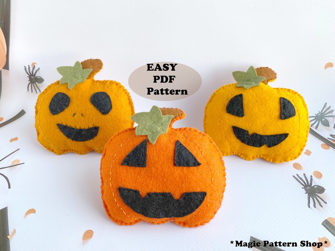 Felt Jack O Lantern Pattern: Halloween Pumpkin Ornament Sewing Tutorial ...
