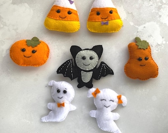 Set PDF pattern Felt Halloween ornaments  Instant Download Template & Tutorial Halloween decorations DIY