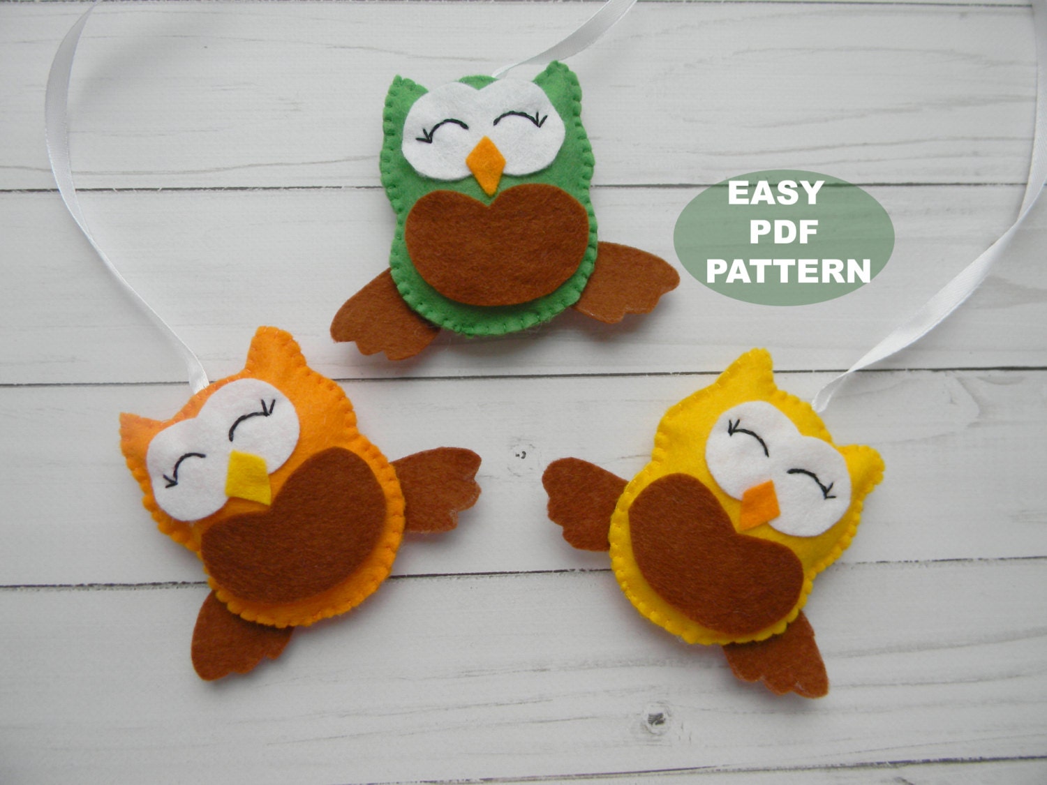 Felt owl PDF Pattern Felt Owl Ornament Tutorial Owl Sewing | Etsy