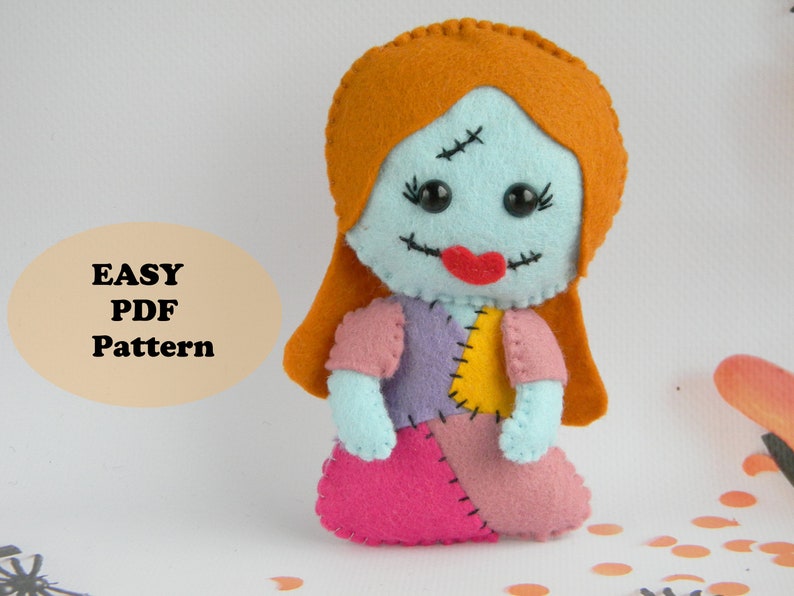 Halloween felt pattern Nightmare Before Christmas ornament PDF sewing pattern DIY felt ornaments Jack Skellington Zero Sally Oogie Boogie