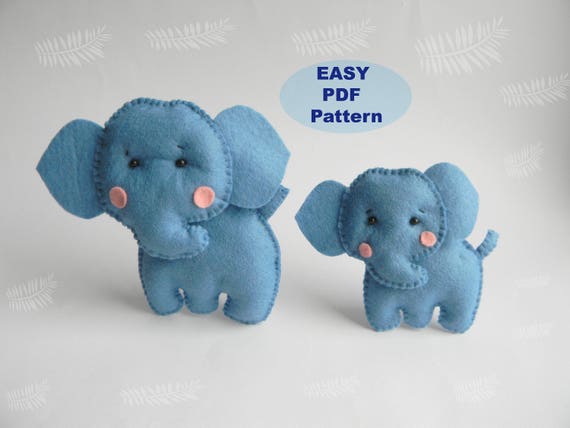 elephant easy pdf pattern felt hand sewing elephant plushie etsy