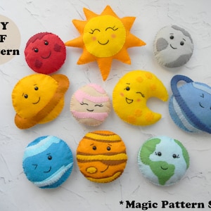 Solar system Mobile pattern Felt planet PDF pattern Space felt pattern Planet plush toy Outer Space pattern DIY Craft Soft Toy Pattern PDF