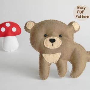 Felt bear sewing PDF pattern Stuffed animal Pattern Hand Sewing  Woodland animals Mobile DIY