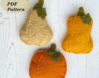 Felt Pumpkin Ornaments PDF Pattern: Hand Sewing Thanksgiving Decor (Digital Download)