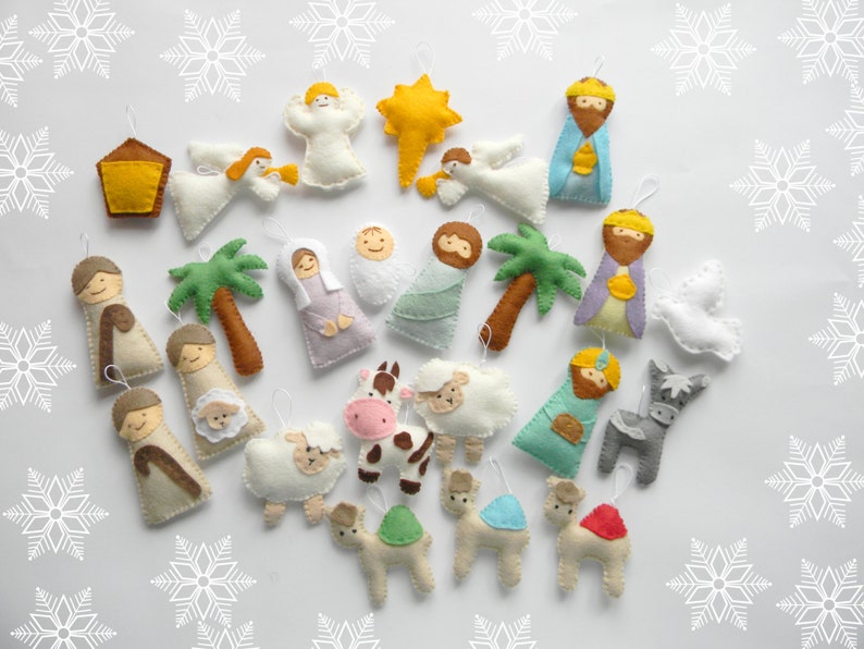 Nativity Advent Calendar PDf Pattern 24 christmas Ornaments Felt Advent Pattern Holiday Countdown Sewing pattern Instant Download image 5