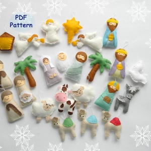 PDF pattern Nativity set ornaments  Nativity set scene  Christmas ormaments Felt christmas ornament   Mary Joseph  Jesus  Wise men  ornament