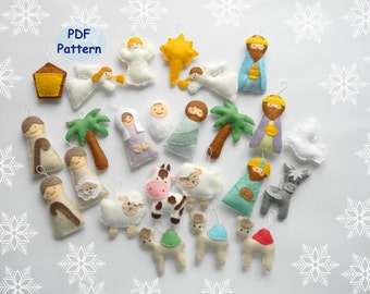PDF pattern Nativity set ornaments  Nativity set scene  Christmas ormaments Felt christmas ornament   Mary Joseph  Jesus  Wise men  ornament