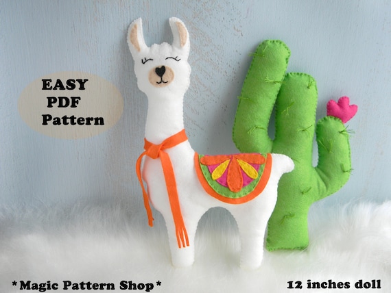 Llama Plush Felt Animals Sewing pattern for felt ornaments or - Portugal