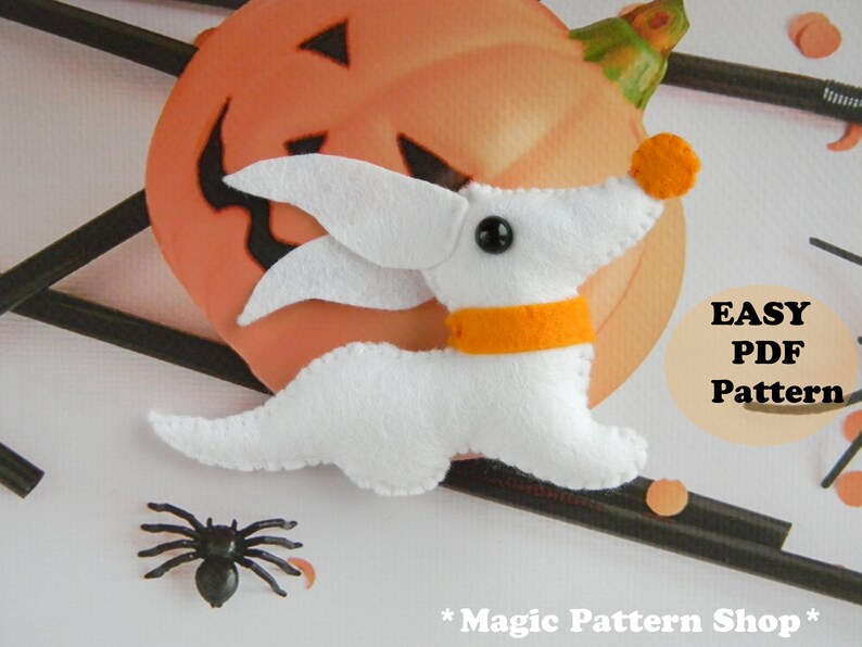 Halloween felt pattern Nightmare Before Christmas ornament PDF sewing pattern DIY felt ornaments Jack Skellington Zero Sally Oogie Boogie