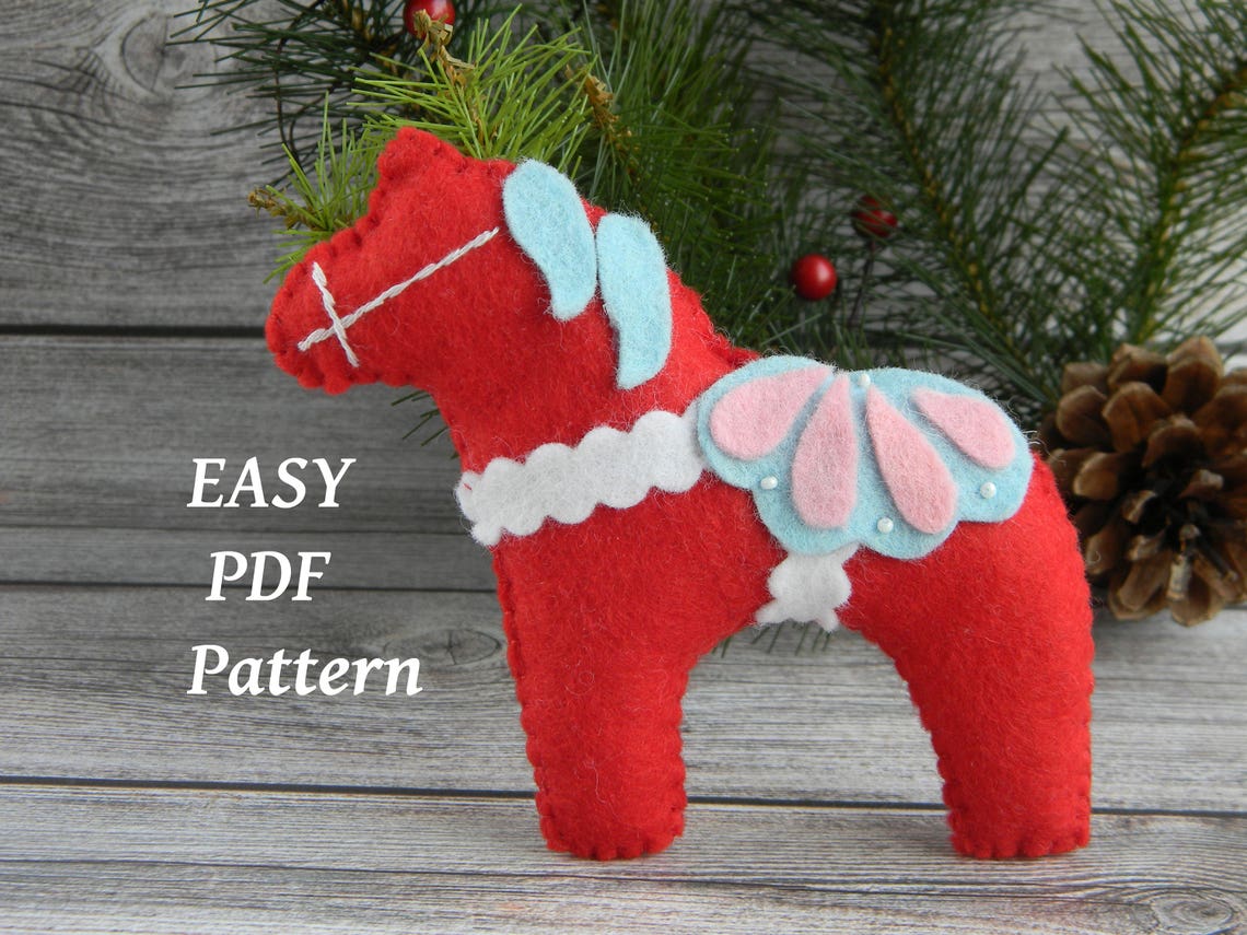 Dala horse PDF Pattern Felt dala horse Sewing Pattern Etsy