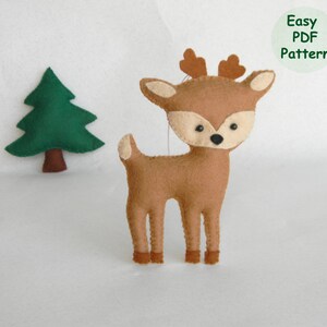 Felt Deer PDF Pattern - felt deer ornament - Woodland Deer Hand Sewing Pattern - Christmas ornametn -Woodland animals toy- Plush Deer Toy