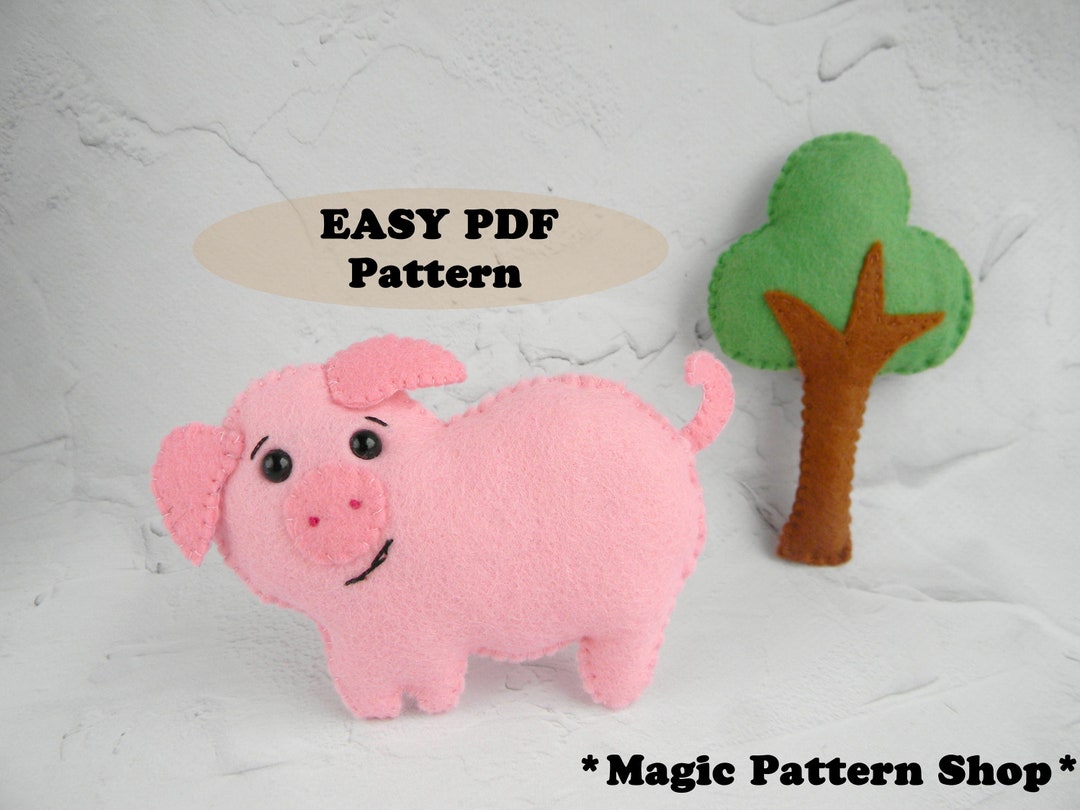 Pig Felt PDF Pattern Felt Pig Ornament Pattern Pig Sewing Pattern DIY ...