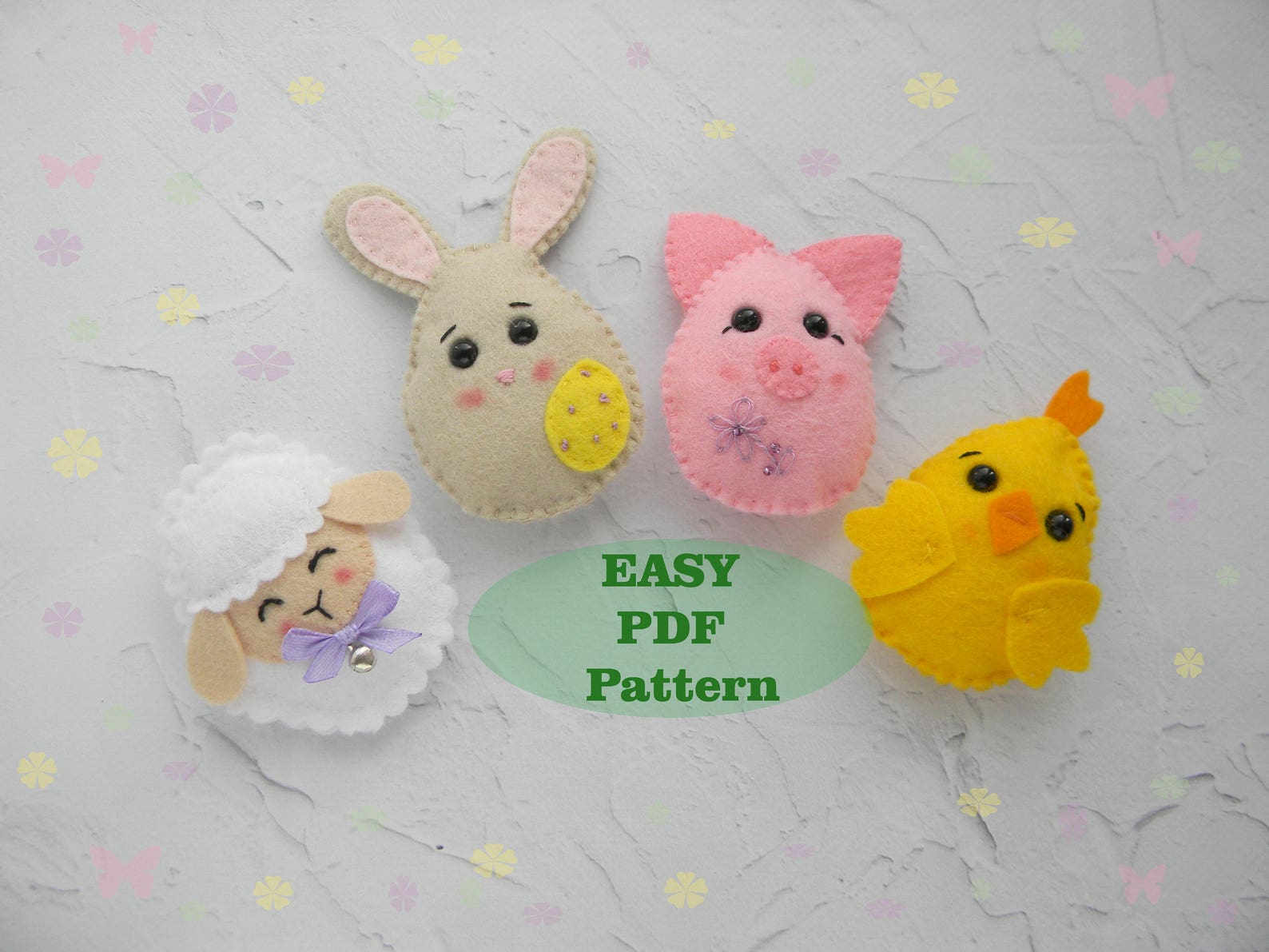 Easter Felt Pattern Egg Ornament PDF Pattern Easter Animals Etsy