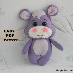 Hippo PDF Pattern Felt Hippo ornament Sewing Pattern Jungle safari plushe Toy Cute Kawaii hippopotamus Baby mobile Nursery decor  mobile toy