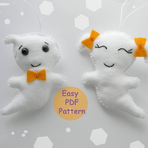 Easy PDF pattern Felt Ghost ornament  Halloween ornaments Plushie Sewing Pattern Softie Pattern Halloween decorations DIY