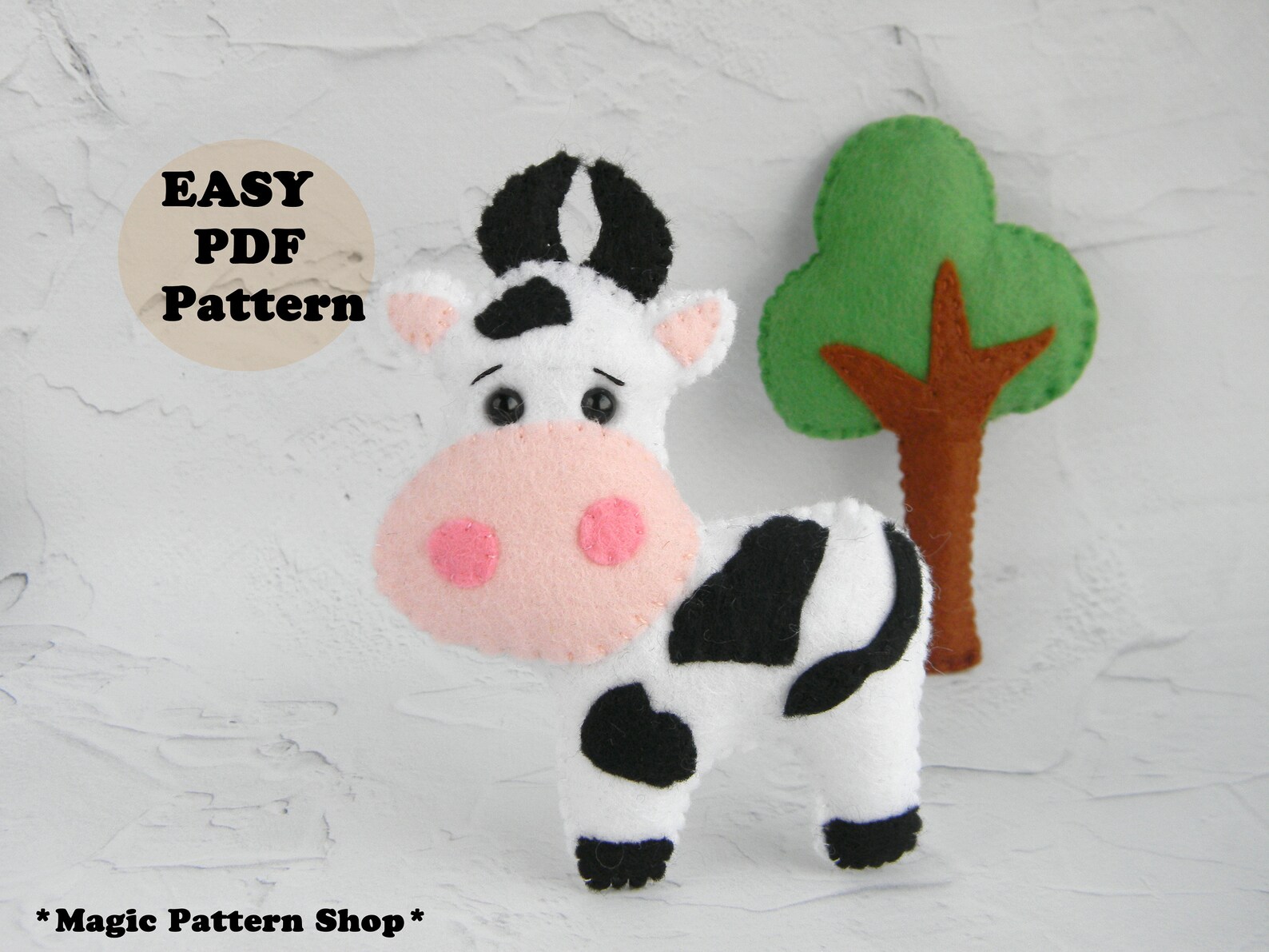 Cow felt PDF Pattern Felt cow ornament pattern Cow sewing Etsy