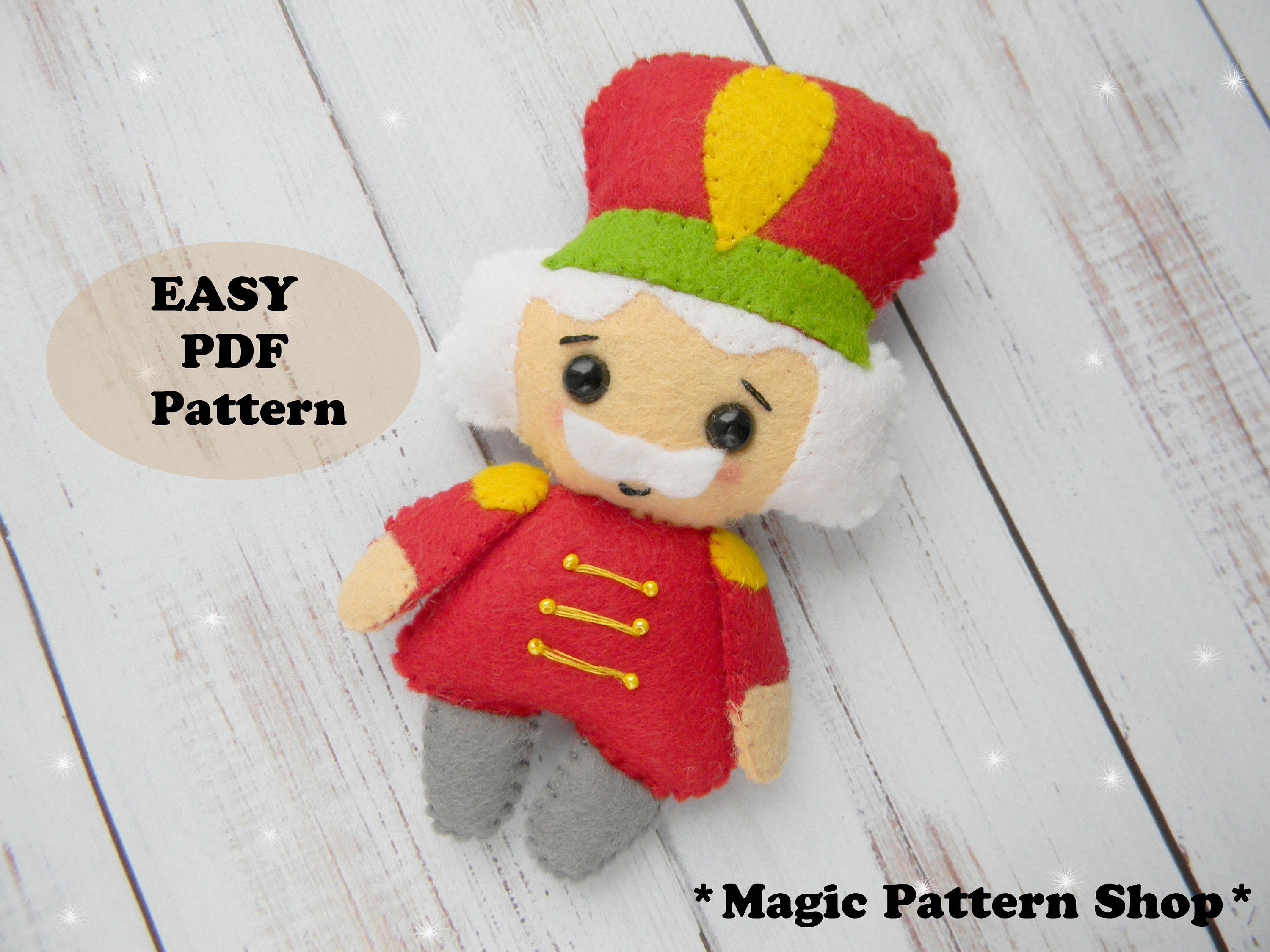 Nutcracker PDF Felt Pattern Christmas Ornament Felt Pdf Etsy