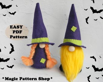 Felt Halloween Gnome Pattern: Witch & Wizard DIY Decor (PDF Pattern)