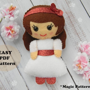 Muñeca fieltro patrón Niña muñeca patrón de costura PDF Muñeca de bolsillo PDF Linda mini muñeca Adorno de Navidad Ropa de muñeca tutorial DIY juguete softie Plushe
