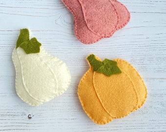 Felt pumpkin PDF pattern ornaments autumn decoration sewing tutorials for felt Hand Sewing pumpkin decor DIY thanksgiving felt pattern