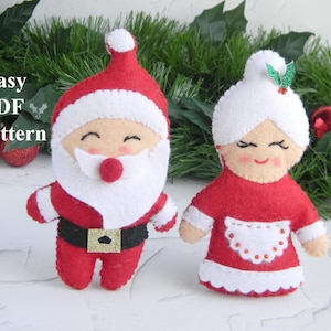 Christmas pattern felt Santa Claus and Mrs Claus pattern PDF  Plush doll pattern Softie pattern Felt Hand Sewing Pattern Christmas DIY