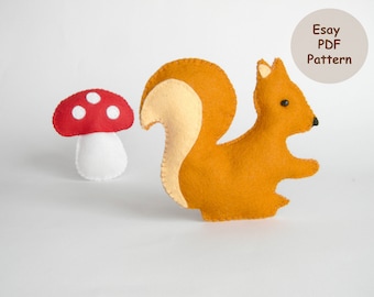 Felt Squirrel Ornament PDF Pattern: DIY Softie Sewing