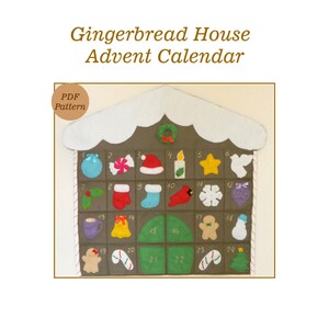 Gingerbread house advent calendar pattern,Christmas advent calendar, Christmas Countdown, PDF pattern, Instant Digital Download,