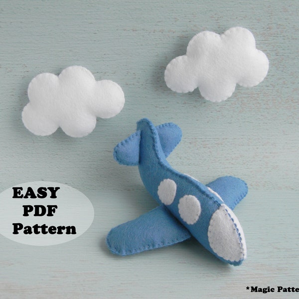 Airplane Pattern PDF Felt Airplane Nursery Decor  Airplane Ornament Airplane Toy Sewing Pattern Boys Baby Mobile Pattern