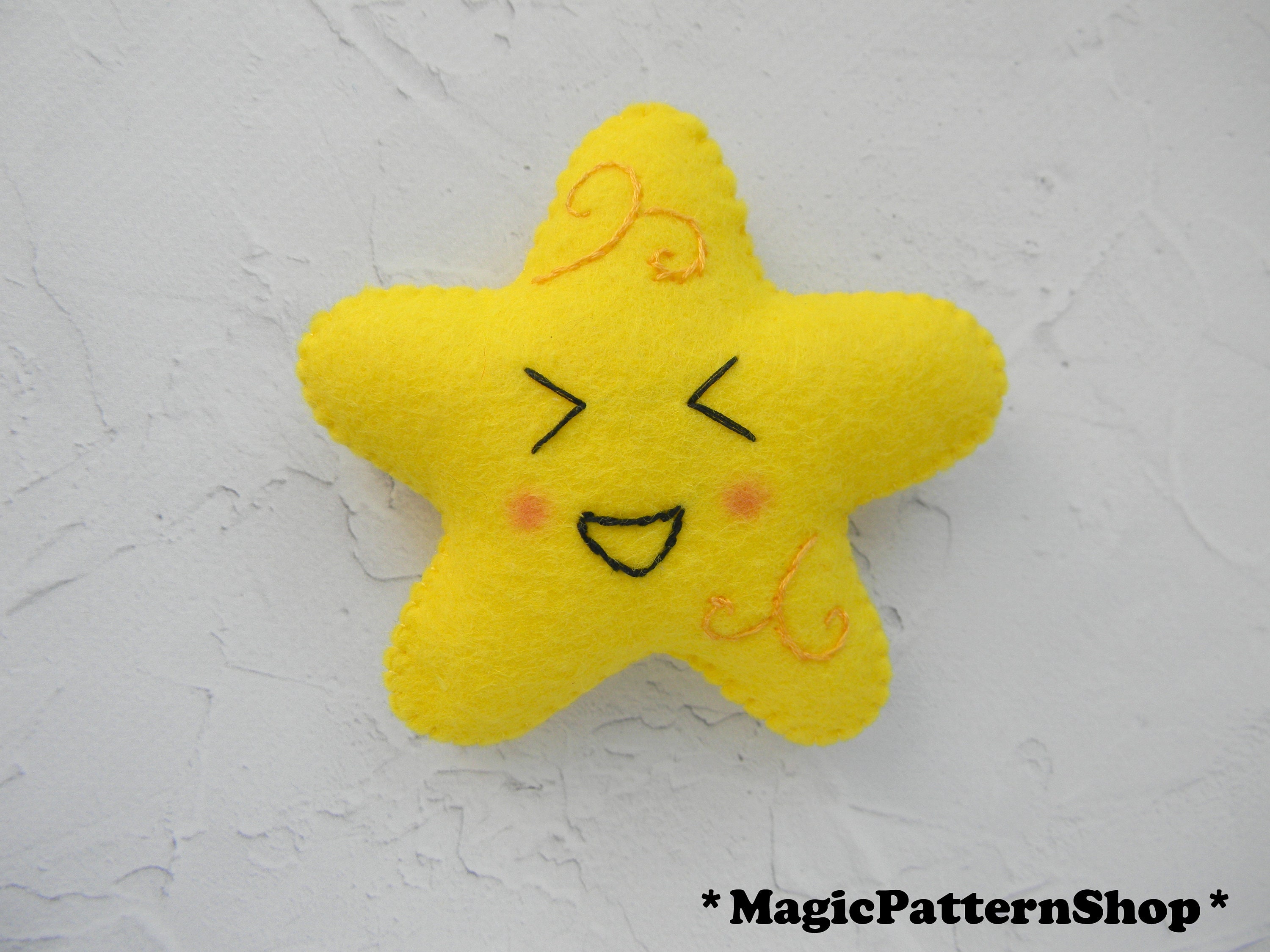 Star felt pattern PDF Felt star ornament pattern Kawaii sewing Etsy