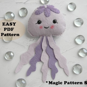 Felt jellyfish Sewing Pattern Cute jellyfish  PDF Pattern jellyfish plushe Toy jellyfish Ornament Under the Sea Ocean animal Baby mobile