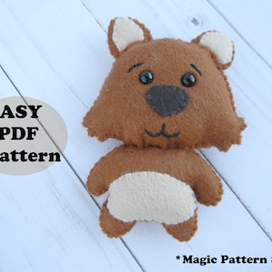Wombat felt PDF Pattern Felt Wombat ornament pattern Wonbat sewing pattern Wombat plush toy animals baby mobile australia Nursery decor