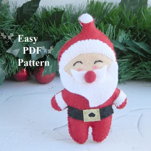Santa Claus Ornament Pattern Felt Christmas ornament pattern PDF Santa sewing tutorial Christmas DIY ornament Hand Sewing Pattern Download