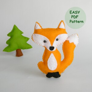 PDF Pattern - Fel Fox pattern - felt fox ornament- Christmas ornametn - Softie Pattern - Woodland Fox- DIY Baby Mobile -