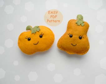 Felt Pumpkin Ornament Pattern: Easy Halloween Thanksgiving Softie (PDF Pattern)