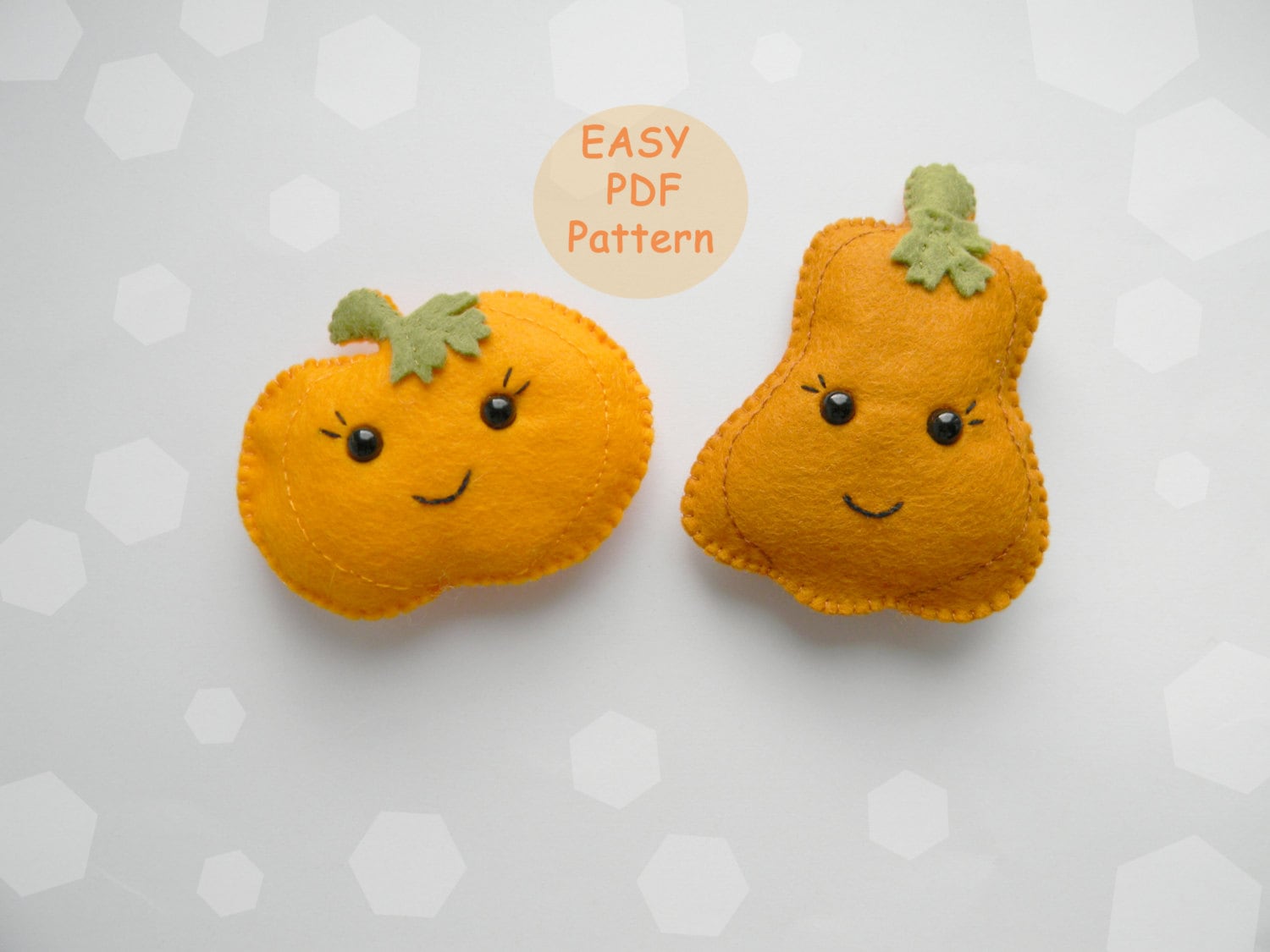Easy PDF Pattern Felt Pumpkin Ornament Halloween Thanksgiving - Etsy