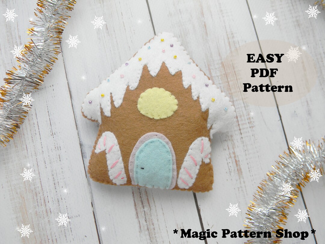 Gingerbread House Felt Pattern Christmas Ornaments Felt PDF Etsy