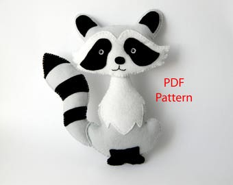 フェルトで作るアライグマの縫い方：簡単なぬいぐるみDIY（PDFパターン）