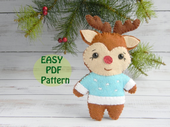Rudolph The Red Nosed Reindeer Christmas Pattern Pdf Felt Cute Etsy