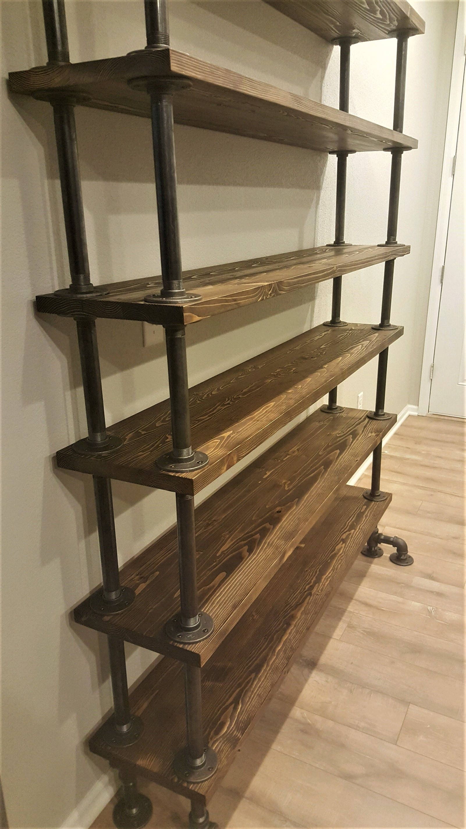 Industrial Pipe Bookshelf High Rise, Pipe And Plank Shelving