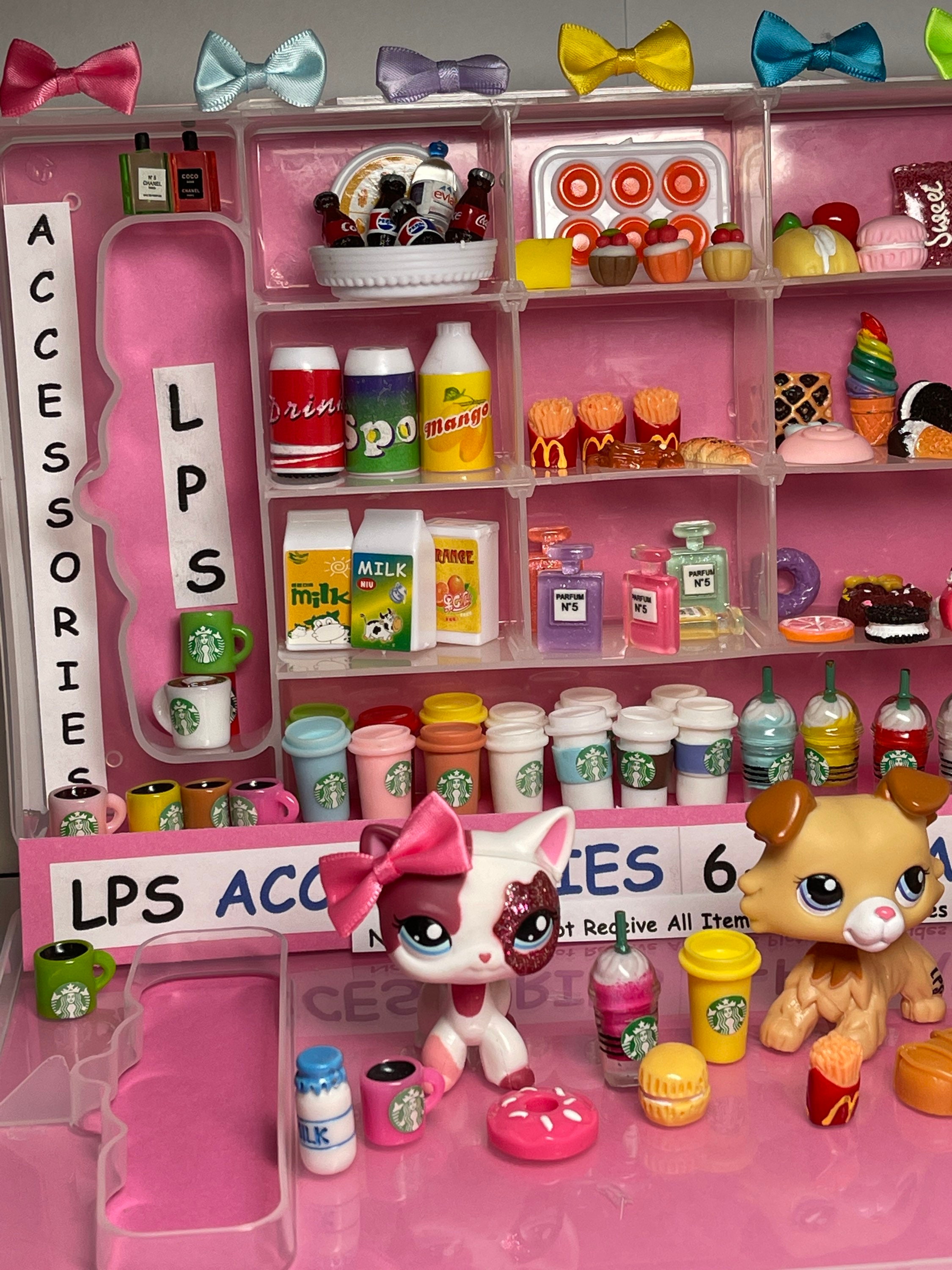Littlest Pet Shop LPS 6 PC Miniature Food Starbucks Dollhouse Accessories  Lot