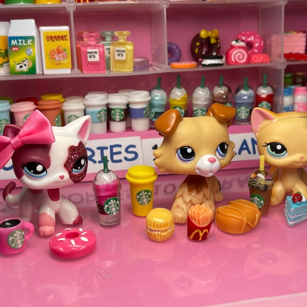 Littlest Pet Shop | 12-Pc Mixed Accessories Food Starbucks Sweets for your LPS Pets