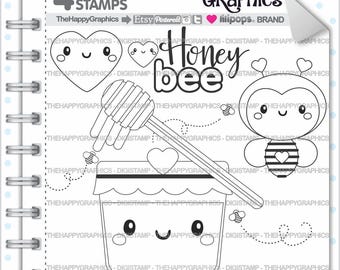 Bee Stamp Commercial Use Digi Digital Image Honey Digistamp Cute Stamps Animal Clipart