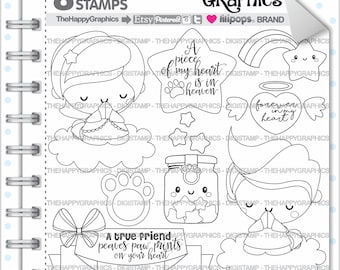 Dog Memorial Stamp COMMERCIAL USE Digi Digistamp Kawaii Heaven Prying Humans And Dogs Pet Loss