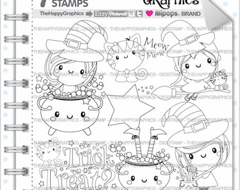 Halloween Stamp Commercial Use Digi Digital Image Digistamp Party Clipart Witch