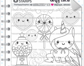 Unicorn Stamp COMMERCIAL USE Digi Digital Image Digistamp Coloring Page Graphic Printable